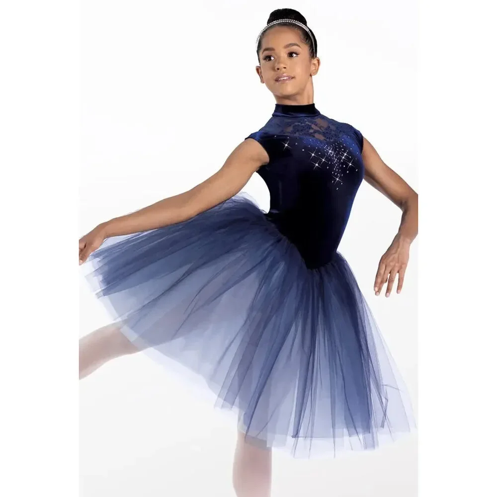 Pre-Owned Dance Costume Weissman 14137 Medium Child Blue Long Tutu Ballet YAGP